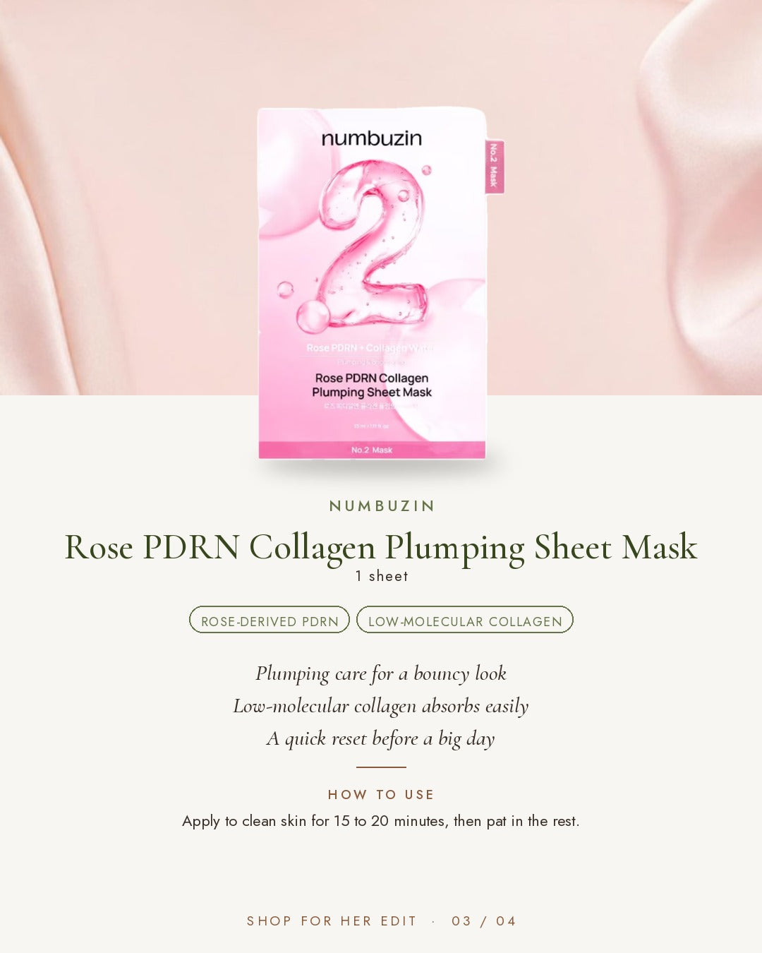 NUMBUZIN Rose PDRN Collagen Plumping Sheet Mask