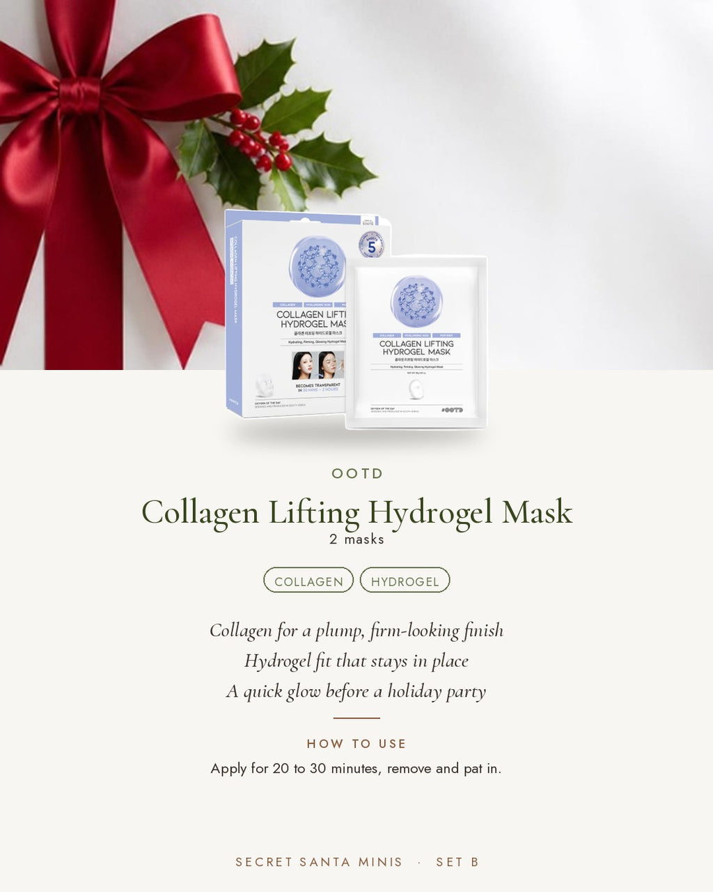 OOTD Collagen Lifting Hydrogel Mask x2
