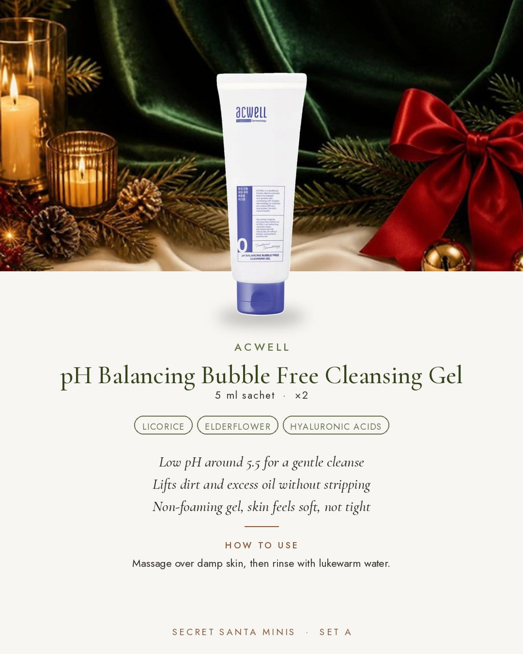 ACWELL pH Balancing Bubble Free Cleansing Gel, 5 ml sachet x2
